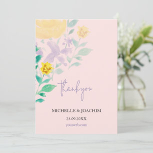 Elegante schöne lila Boho-Blumen-Wasserfarbe Dankeskarte