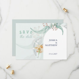Elegante Schöne Minte Eukalyptus Watercolor Save The Date