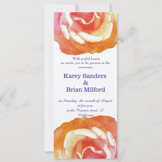 Elegante, schöne Rose Hochzeit Einladung (Rückseite)