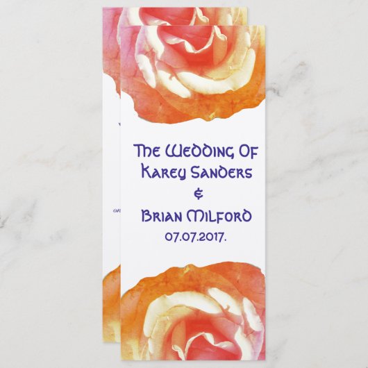 Elegante, schöne Rose Hochzeit Einladung (Vorne/Hinten)