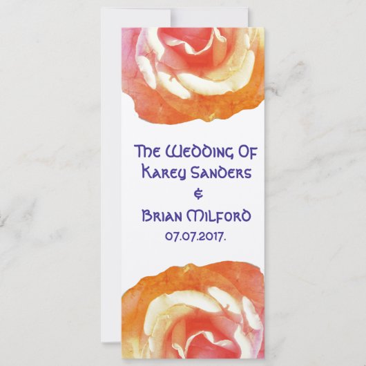 Elegante, schöne Rose Hochzeit Einladung (Vorderseite)