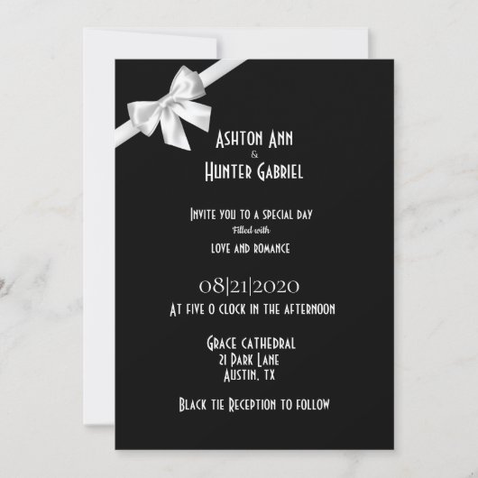 Elegante Schöne Schwarz-weiße Hochzeitseinladung Save The Date (Vorderseite)