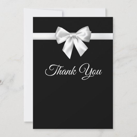 Elegante Schöne Schwarz-weiße Hübsche Hochzeit Dankeskarte (Vorderseite)