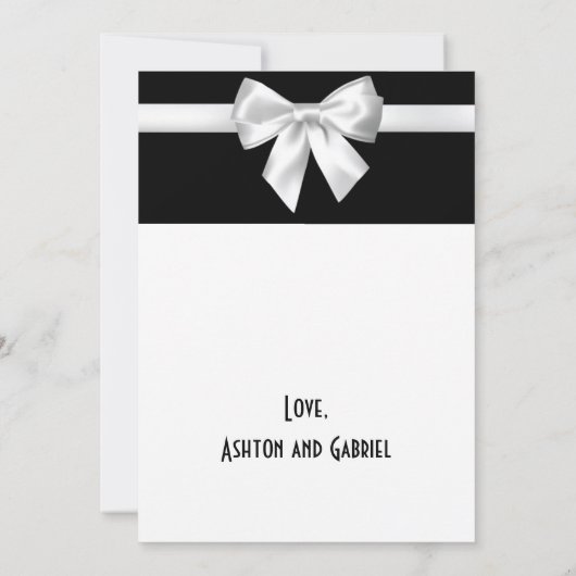 Elegante Schöne Schwarz-weiße Hübsche Hochzeit Dankeskarte (Rückseite)