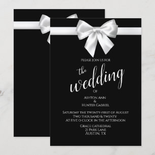 Elegante Schöne Schwarz-weiße Hübsche Hochzeit Einladung