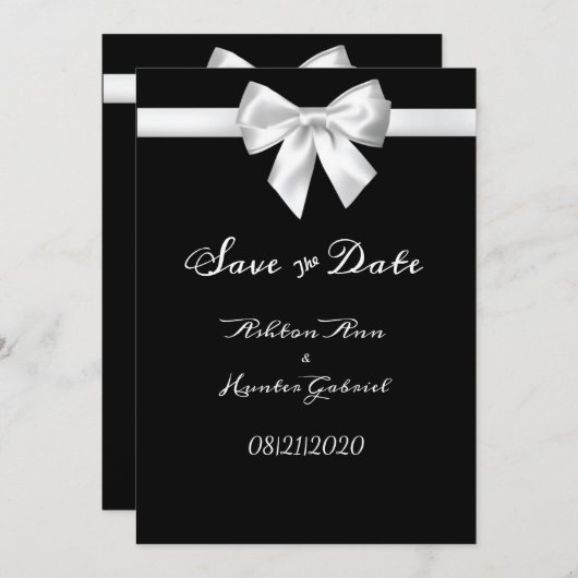 Elegante Schöne Schwarz-weiße Hübsche Hochzeit Save The Date (Vorne/Hinten)
