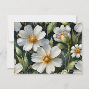 Elegante Schöne weiße Blume Watercolor Chic Postkarte