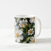 Elegante schöne weiße Blumen Wasserfarbe Chic Kaffeetasse (VorderseiteRechts)