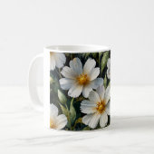 Elegante schöne weiße Blumen Wasserfarbe Chic Kaffeetasse (Vorderseite Links)