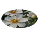 Elegante schöne weiße Blumen Wasserfarbe Chic Schneidebrett (Ecke)