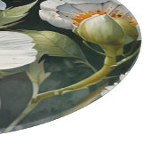 Elegante schöne weiße Blumen Wasserfarbe Chic Schneidebrett (Ecke)