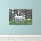 Elegante Schönes Weißes Pferd Original Kunst, Dich Leinwanddruck (Insitu (Holzboden))