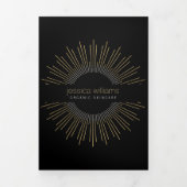 Elegante Schönheit Gold Sunburst Schwarze Broschür Dreifach Gefaltete Karte (Cover)