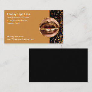 Elegante Schönheit Goldfarbene Lippenstift Visiten Visitenkarte