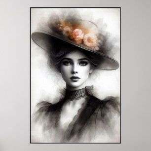 Elegante Schönheit im vintage Nebel Poster