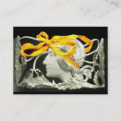 ELEGANTE SCHÖNHEIT /LADY MIT GOLD GELB BOW.BLUME VISITENKARTE (Rückseite)