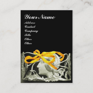 ELEGANTE SCHÖNHEIT /LADY MIT GOLD GELB BOW.BLUME VISITENKARTE