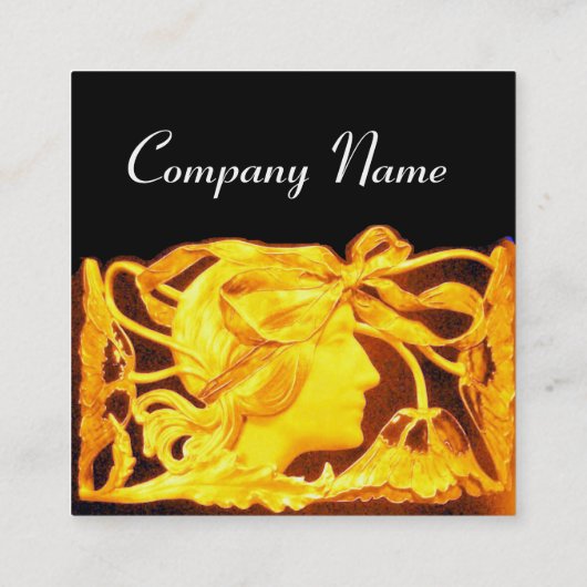ELEGANTE SCHÖNHEIT /LADY MIT GOLDGELBEN BOW,BLUME QUADRATISCHE VISITENKARTE (Rückseite)