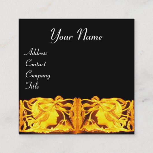 ELEGANTE SCHÖNHEIT /LADY MIT GOLDGELBEN BOW,BLUME QUADRATISCHE VISITENKARTE (Vorderseite)