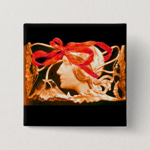 ELEGANTE SCHÖNHEIT / LADY MIT ROT BOW UND BLUME BUTTON