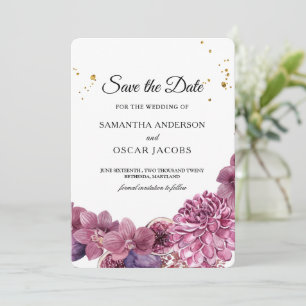 Elegante Schönheit Wasserfarbe Pink & Lila Orchide Save The Date