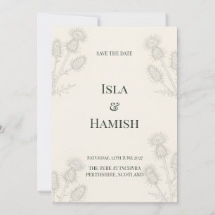 Elegante schottische Distel Botanische Save-the-Da Save The Date