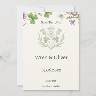 Elegante schottische Distel Shamrock Save-the-Date Save The Date