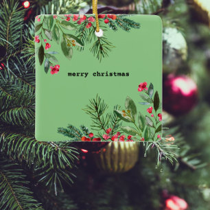 Elegante Schreibmaschine Weihnachtslaub Stechpalme Keramikornament