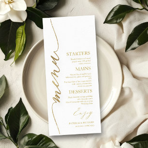Elegante Schrift 4x9 Hochzeitsmenükarte für Teller Menükarte