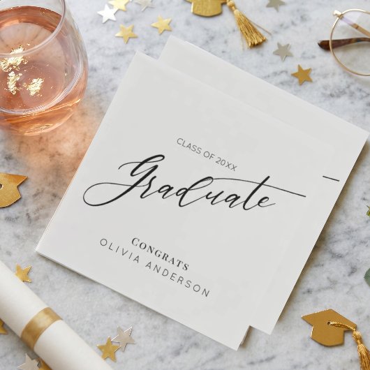 Elegante Schrift Abschlussfeier Serviette