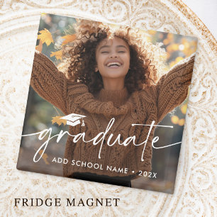 Elegante Schrift & Abschlussfoto Jahr Schule Magnet
