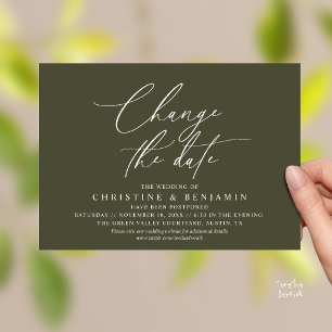Elegante Schrift Änderung des Datums Hochzeit vers Einladung