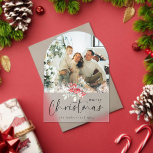 Elegante Schrift   Arch Familienfoto Weihnachtskar Acryleinladungen
