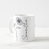 Elegante Schrift Aster September Geburtsblumen Nam Kaffeetasse (Vorderseite Links)