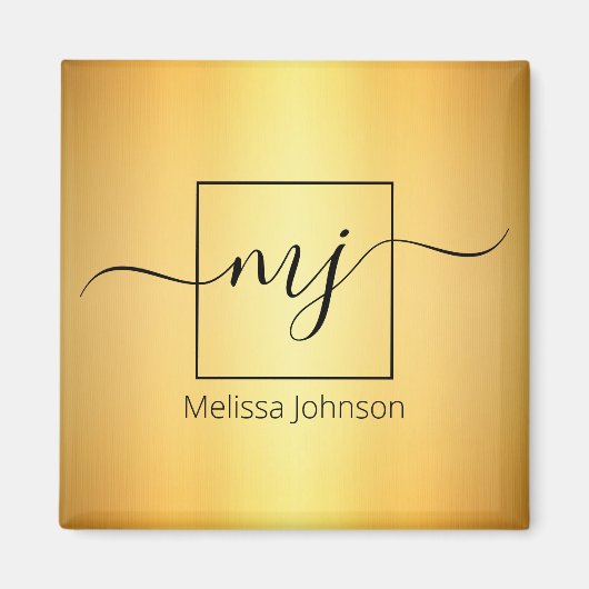 Elegante Schrift auf glänzendem Gold Magnet (Vorne)