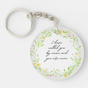 Elegante Schrift Bibelvers Botanische Wildblume Schlüsselanhänger