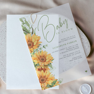 Elegante Schrift Blumen-Baby-Party-Overlay Pergament Einladungen