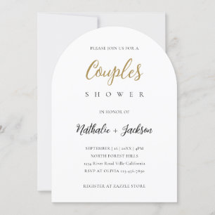 Elegante Schrift Bogen Foto Paare Brautparty Einladung