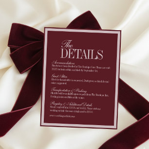 Elegante Schrift Burgunderrote formelle Hochzeitsd Begleitkarte