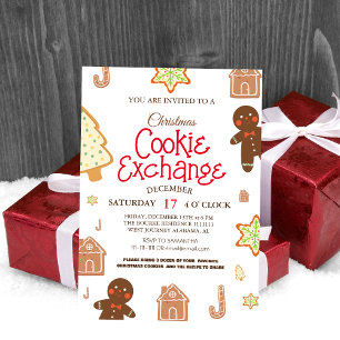 Elegante Schrift Cookie-Austausch-Weihnachtsfeier  Einladung