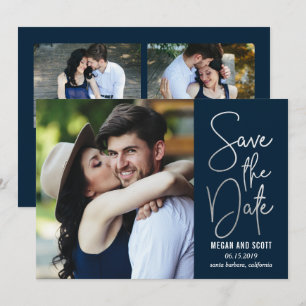 Elegante Schrift EDITABLE FARBE Save The Date Silb Einladung