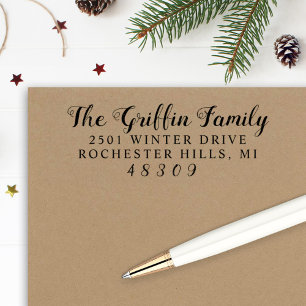Elegante Schrift Familienname Rücksendeadresse Permastempel