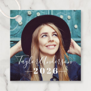 Elegante Schrift Foto 2026 Abschlussfeier Geschenkanhänger