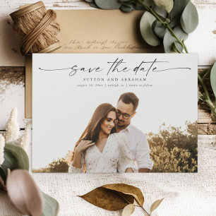 Elegante Schrift Foto Hochzeit Magnetkarte