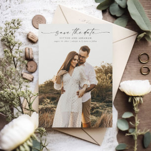 Elegante Schrift Foto Hochzeit Magnetkarte