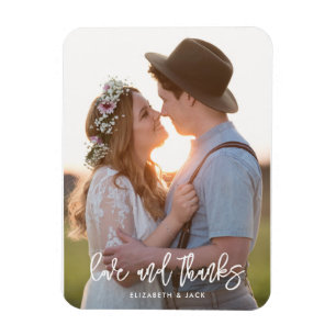 Elegante Schrift Foto Liebe und Dank Hochzeit Magnet