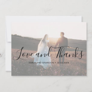 Elegante Schrift Foto Moderne Hochzeit Dankeskarte