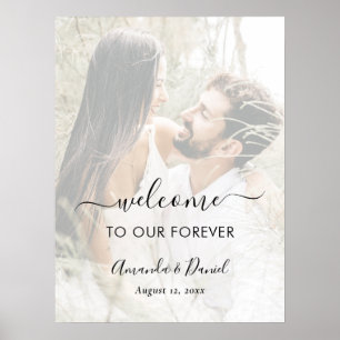 Elegante Schrift Foto-Overlay Hochzeits-Willkommen Poster