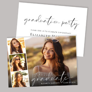 Elegante Schrift Foto Streifen Abiturparty Einladung
