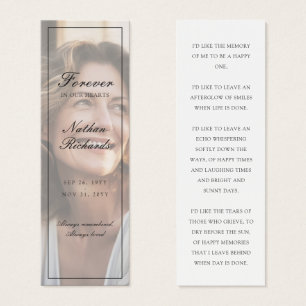 Elegante Schrift Foto-Trauer-Gedenk-Lesezeichen